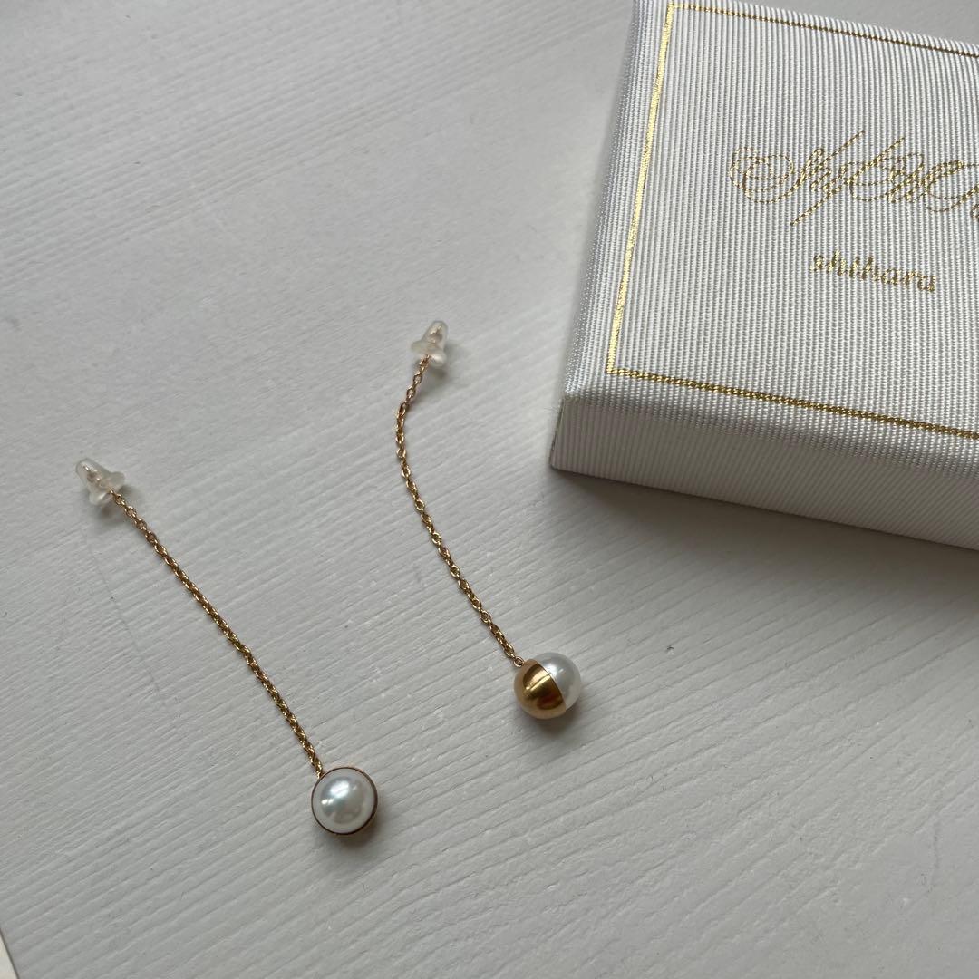 Shihara(シハラ)ハーフパール チェーンピアス