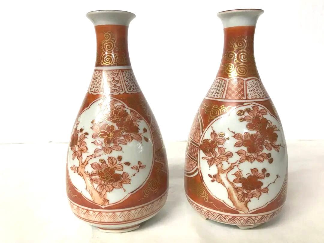 九谷焼　赤絵花鳥文徳利