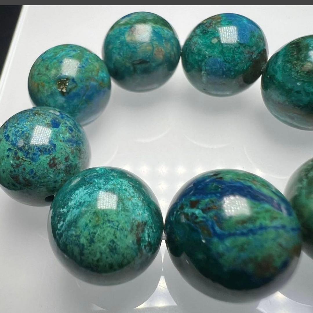 【67024】高品質 大玉 クリソコラ 14mm ブレスレット 天然石