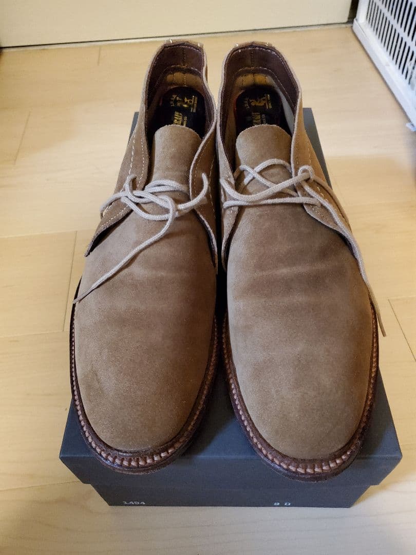 美品　ALDEN 1494 　スエードアンラインドチャッカ　9D ベージュ