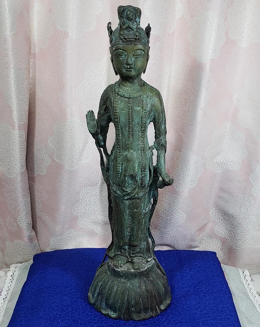 【博物館級】◆新羅金銅観音菩薩立像 新羅仏 仏像◆検）天平仏 飛鳥仏 空海