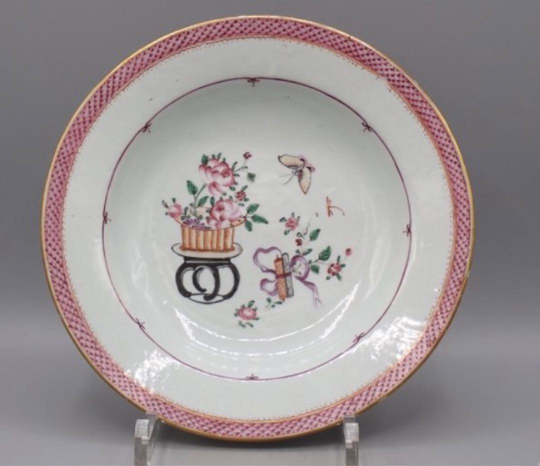 中国古美術品　清の乾隆時代　粉彩皿　本物保証 23cm