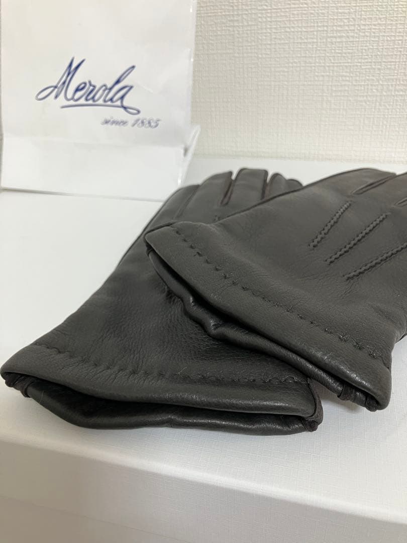 極美品【MEROLA】本革レザーグローブ／内側カシミヤ100％