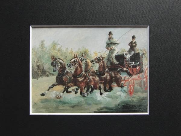 ロートレック、四頭立て馬車を駆る、希少画集画、状態良好、新品高級額装付