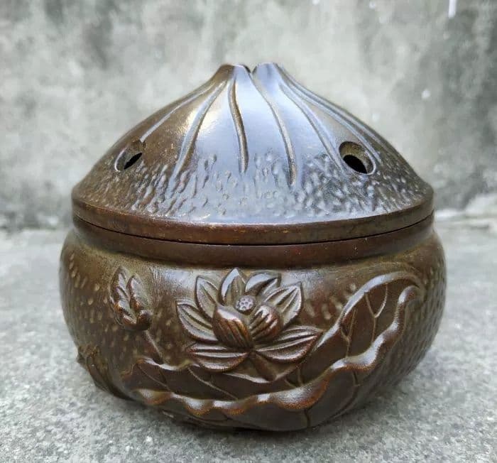 銅器 香炉 蓮花香炉 茶道具 香道具 室内薫香炉 装飾品 工芸品 置物
