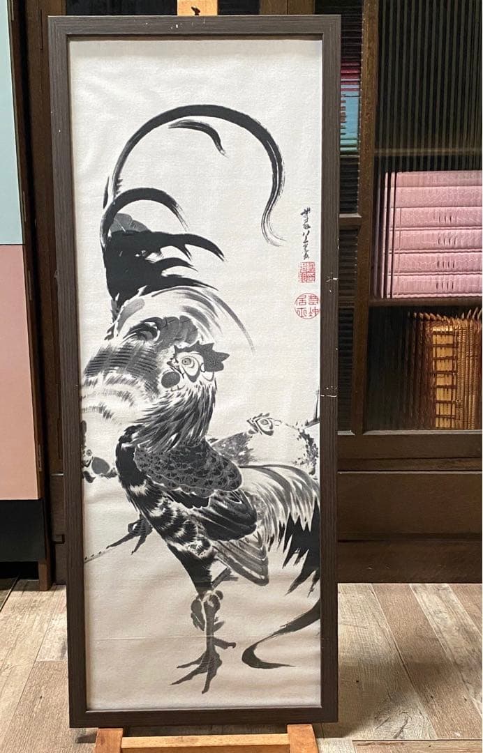 ペコワン＊伊藤若冲　群鶏図 額縁