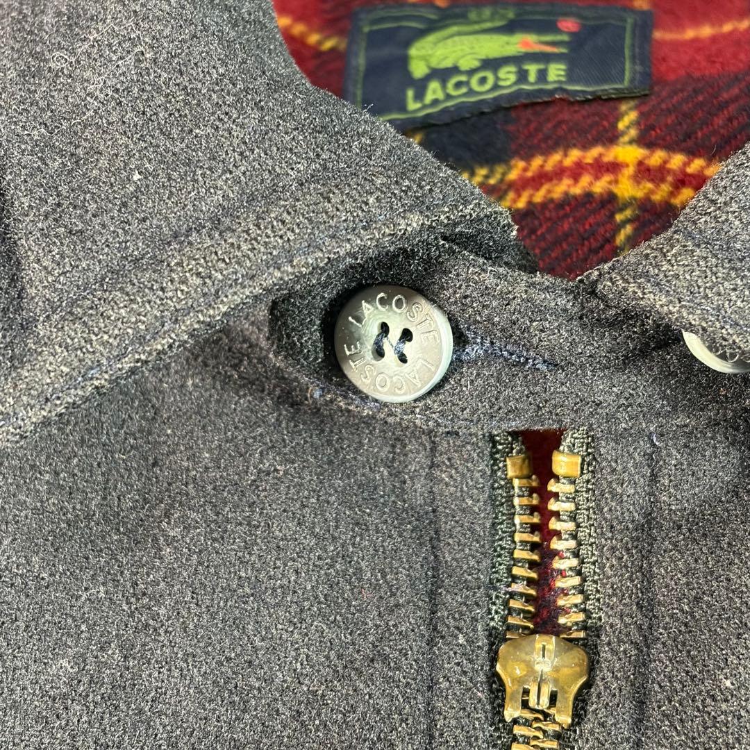 m*u様 【希少訳あり】80sラコステ ウール ハリントンジャケット チェック裏