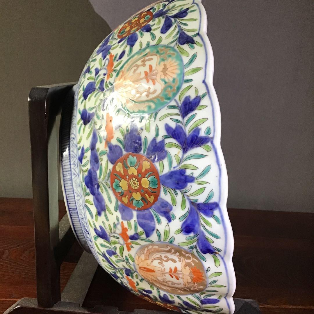 献上　古伊万里花篭手　大鉢　江戸期