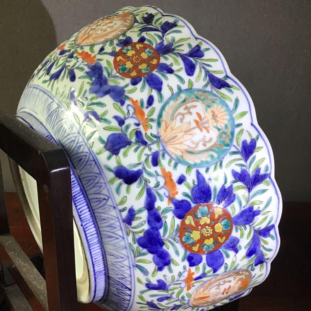 献上　古伊万里花篭手　大鉢　江戸期