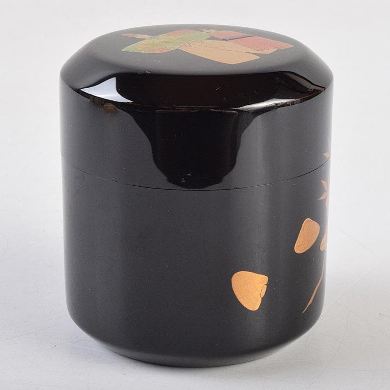 茶道具　加賀蒔絵師　竹内幸斎作　立雛蒔絵　雪吹　棗　共箱　M　R9304