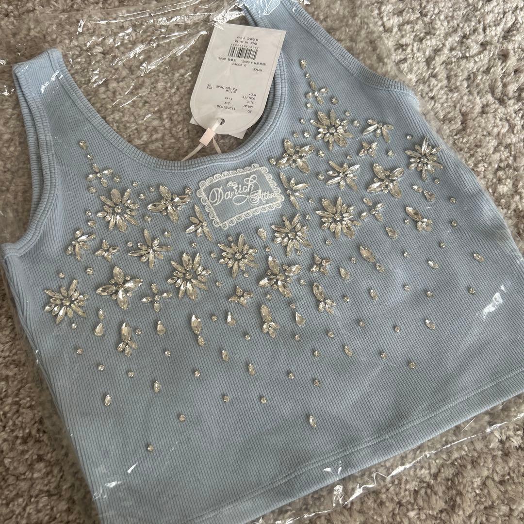 ダーリッチ　ジュエリーリブノースリトップス　SAX