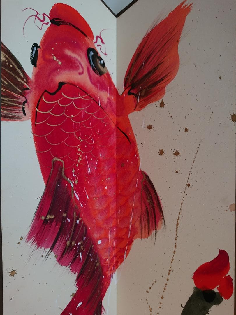 絵画　彩絵　墨彩絵　屏風絵　日本画　置物　インテリア　工芸品　美術品　A1587