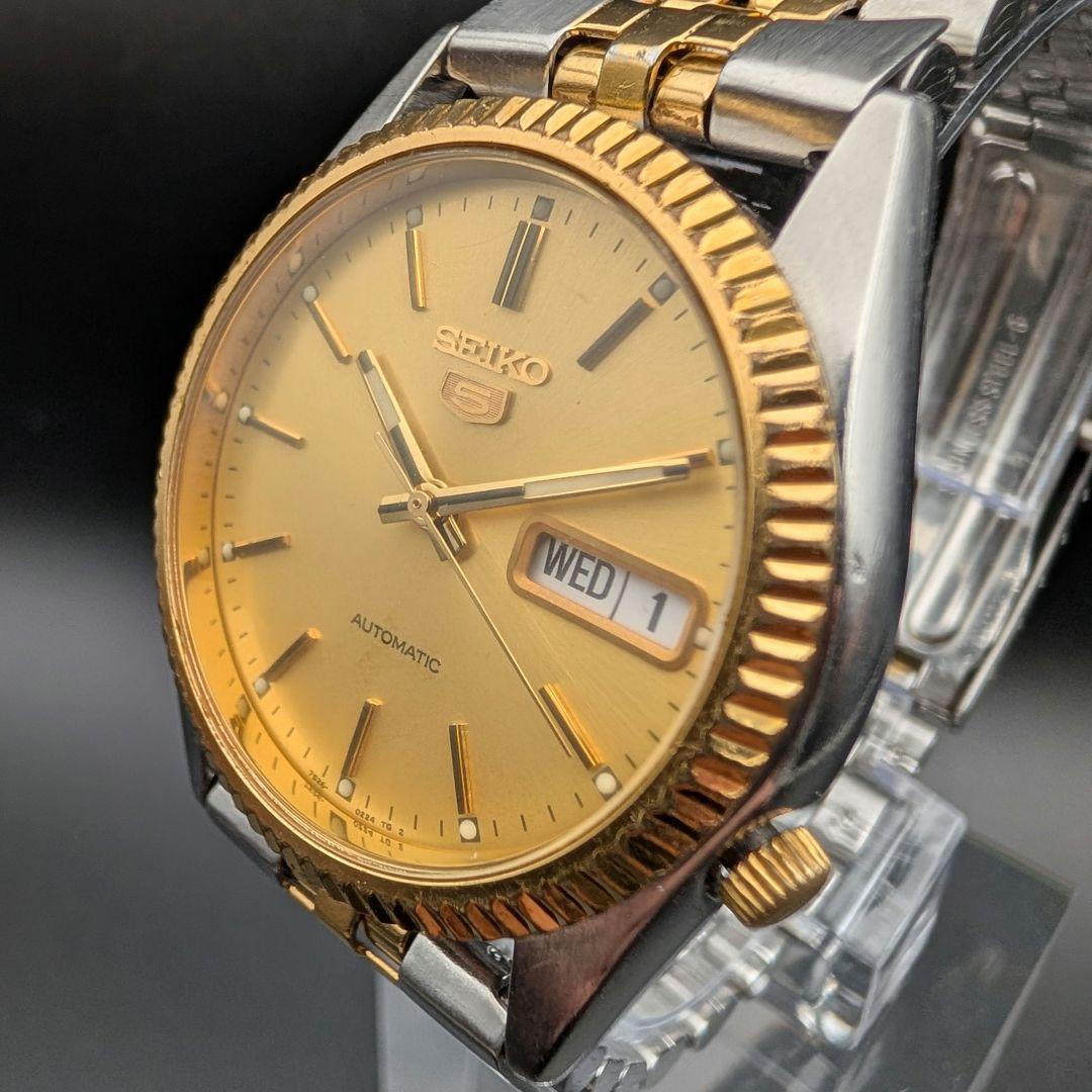 【稼動品】セイコー5 デイデイト 自動巻き 7S26-0500 裏スケ コンビ