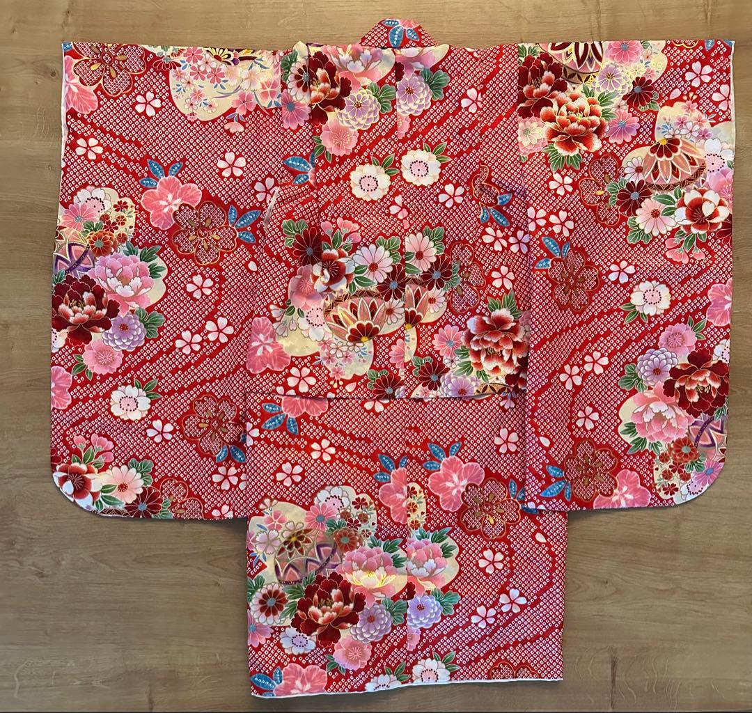 SHI　美品【七五三 3歳 女の子】京都花ひめ フルセット 被布疋田柄