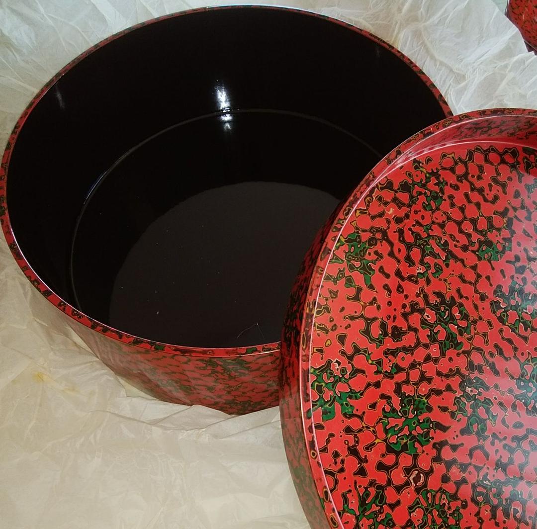 新品未使用 津軽塗 唐塗り 伝統工芸品 茶道具セット 茶びつ 茶托 茶筒 急須台