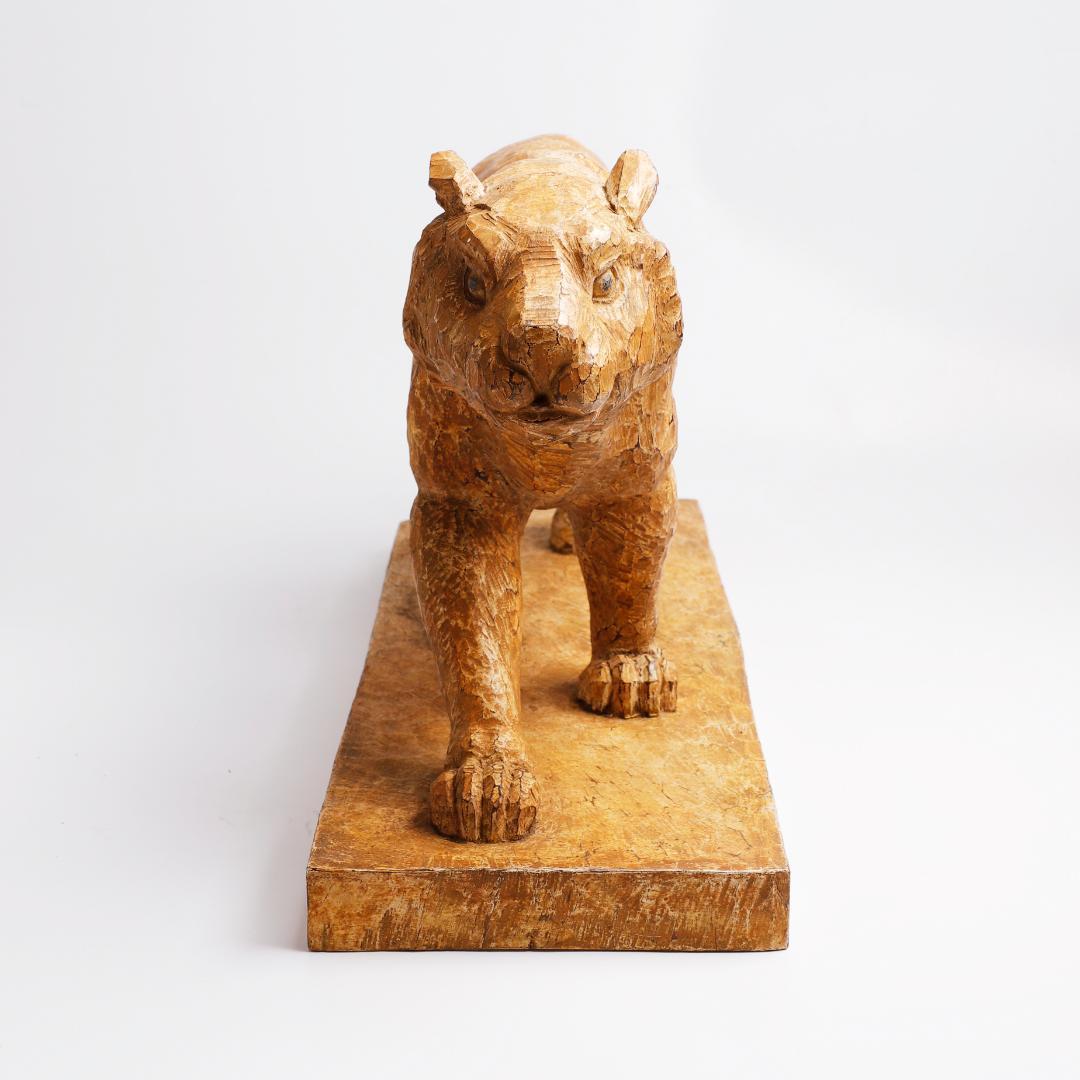 冨永朝堂 木製 虎の彫刻 幅約56㎝ 骨董品