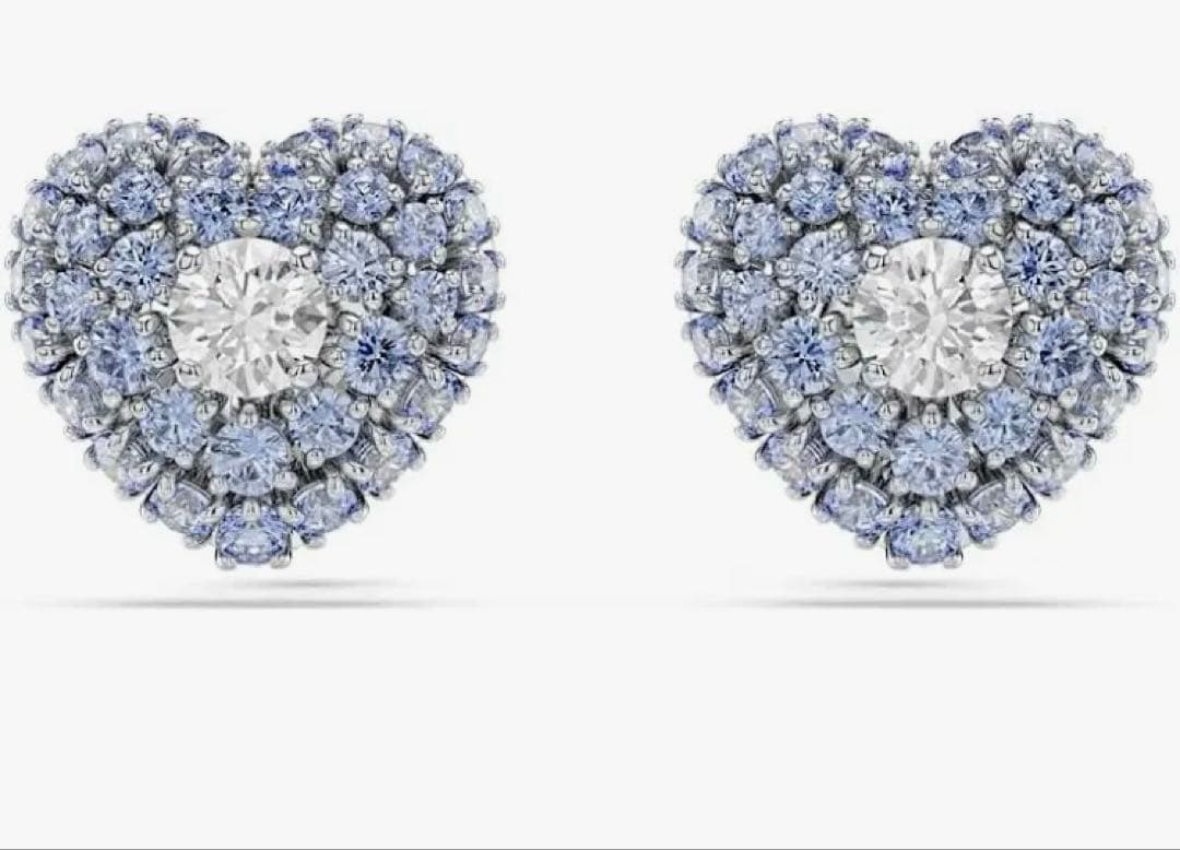 スワロフスキーswarovski Idyllia スタッドピアス ハート ブルー