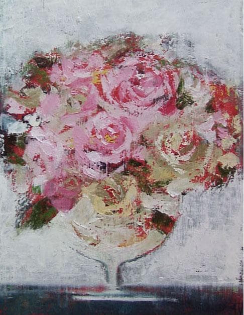 油絵 菅家令子 絵 絵画 インテリア uF6-113102 花 ばら