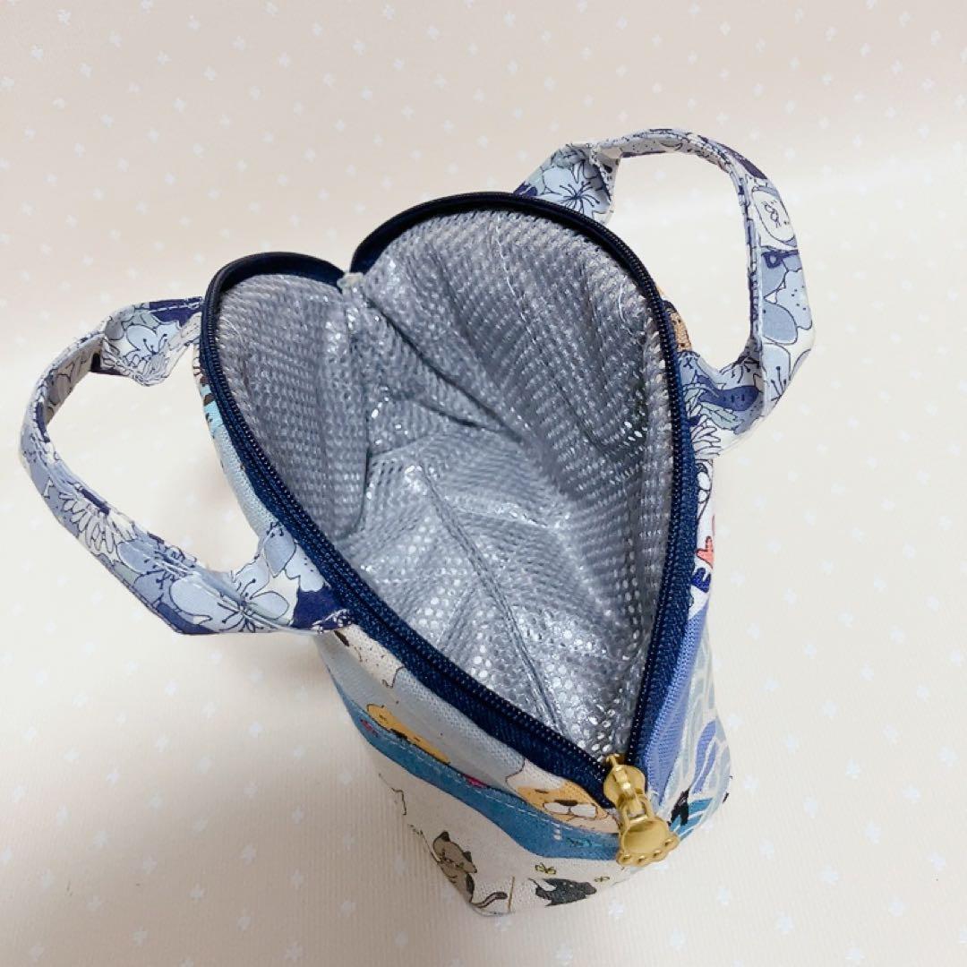 チャッピー。 テントポーチ パッチワーク猫生地 巾着付きトートバッグ