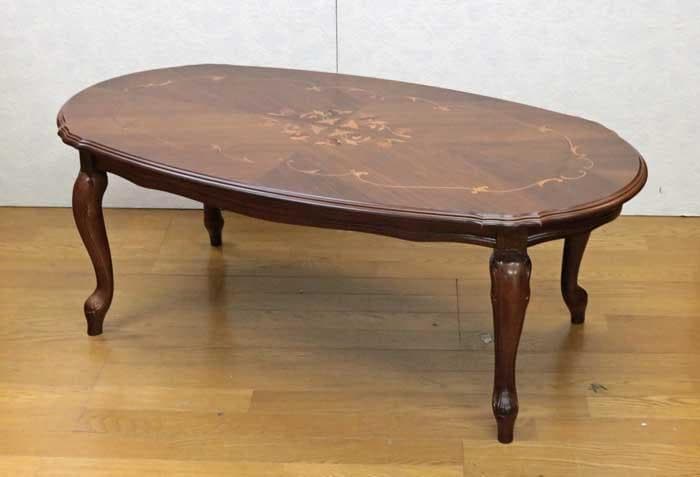 管01 イタリア リビングテーブル 117cm 象嵌 ヨーロピアン クラシック