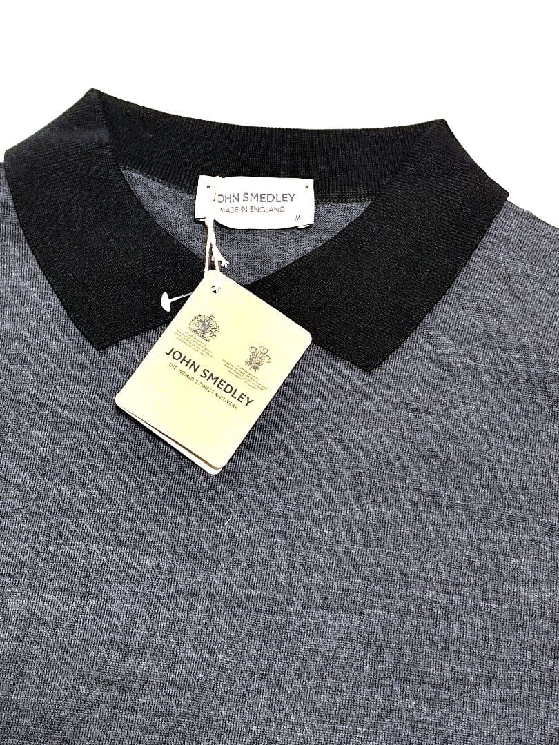 JOHN SMEDLEY ジョンスメドレーバイカラー長袖ニットポロシャツ