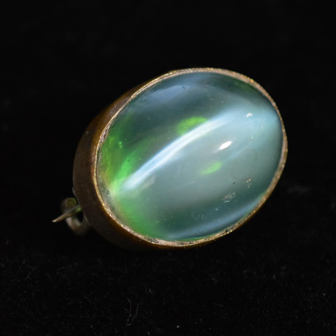 夜間飛行 キャッツアイ古ガラスのレースピン アンティークブローチ　ドール