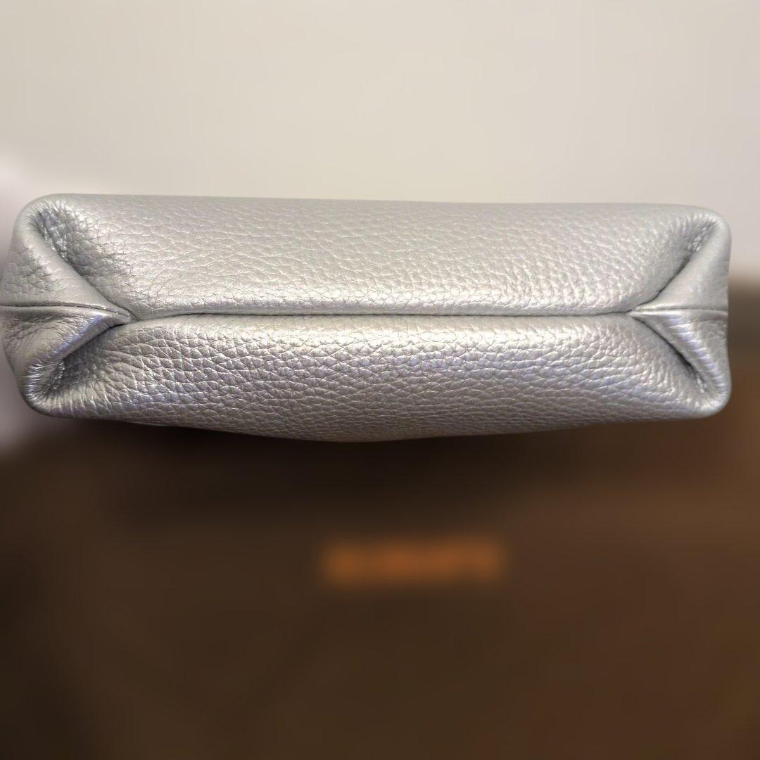 【ヒロフ】チェスタ・ レザー ショルダーバッグS 2WAY シルバー