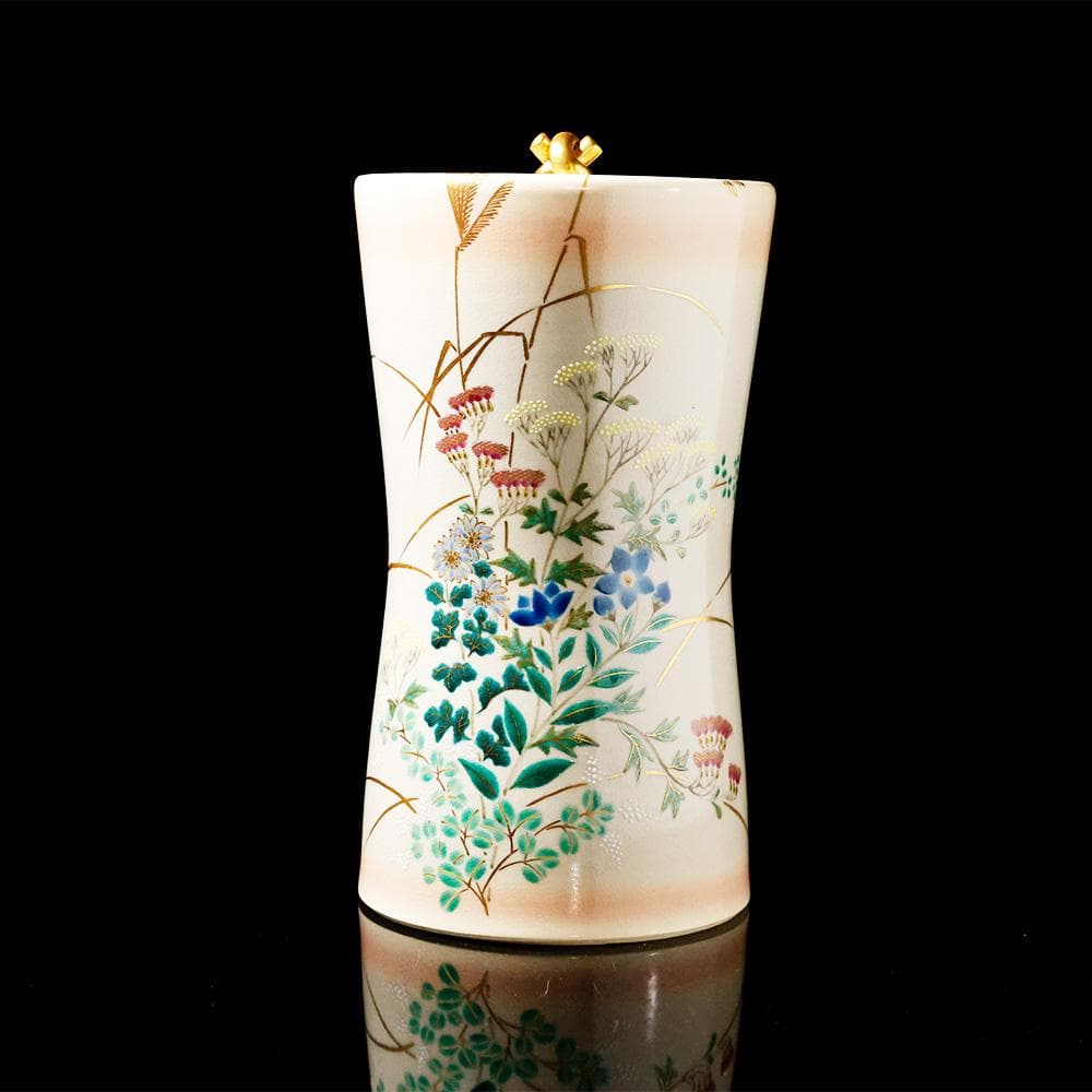 ★ はやとばあ ★T　能瀬三恵子 （萌春） 九谷焼 色絵金彩花草絵図