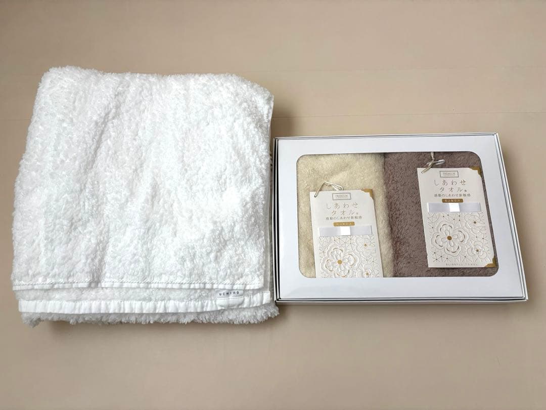 UCHINO しあわせタオル フェイスタオル2点+奇跡のタオル バスタオル1点