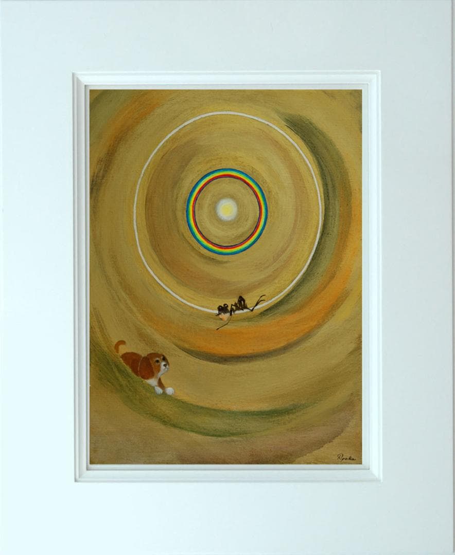 油絵 菅家令子 絵 絵画インテリア額付(白)F6-070119 祈り希望子犬女子