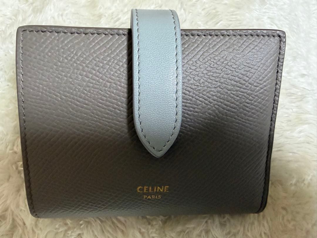 美品 CELINE グレー 二つ折り財布 保存袋付き