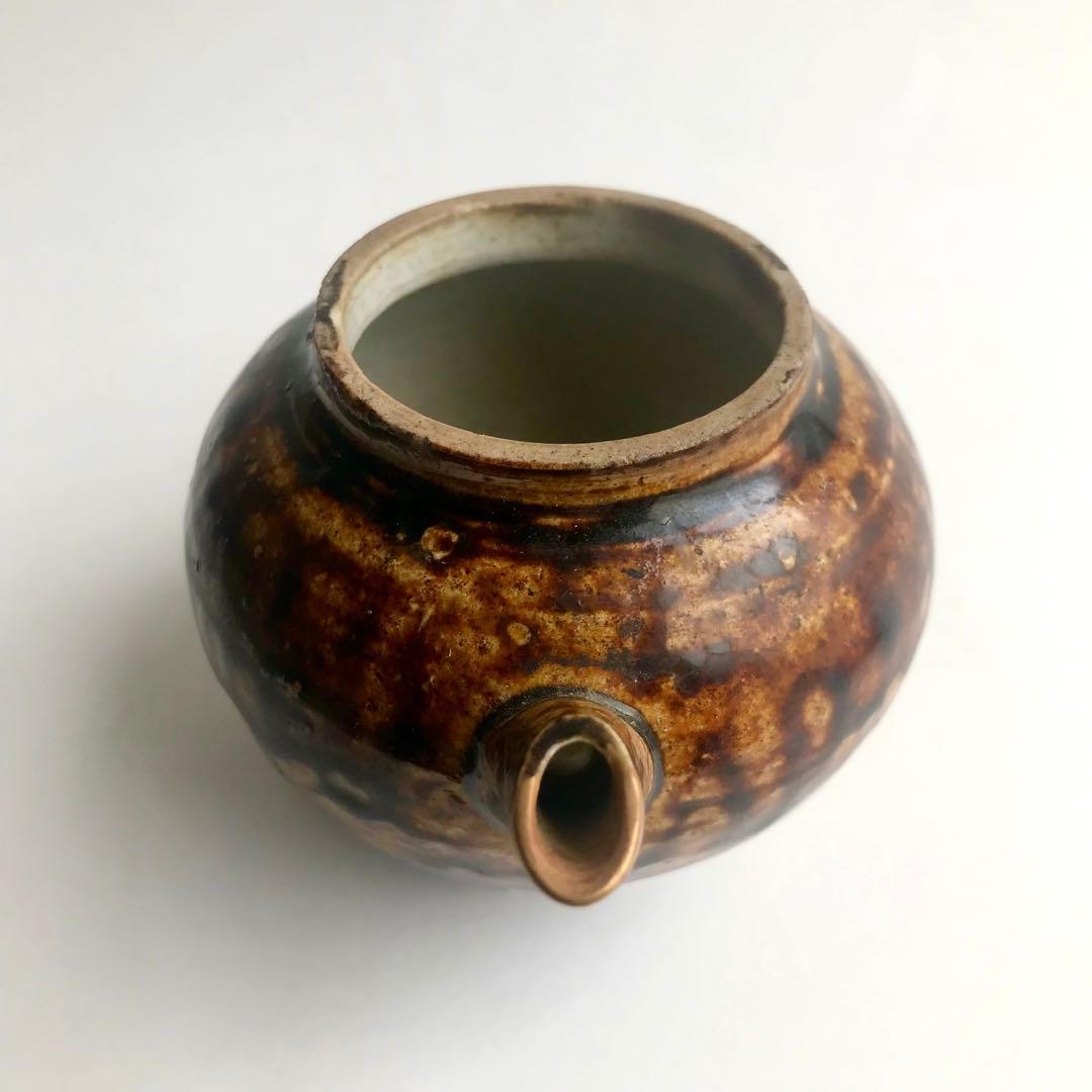 李朝　民芸　飴釉　酒器　水柱　小壺