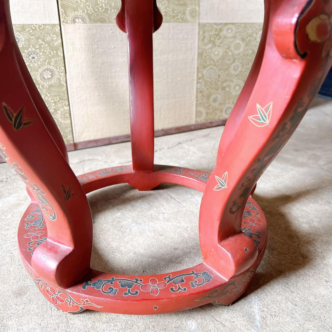 景泰蘭　七宝天板スツール　サイドテーブル　花台飾り台置台装飾時代 唐物中国美術