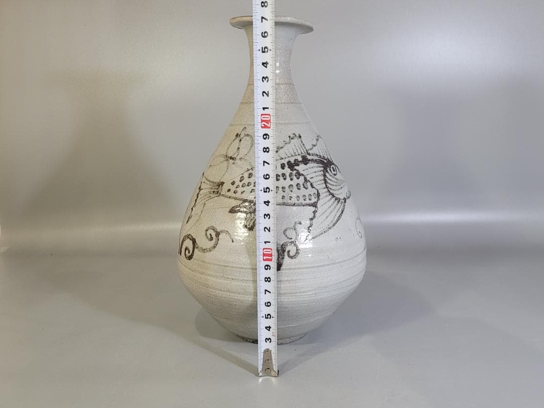 古美術 李朝 魚紋 花瓶