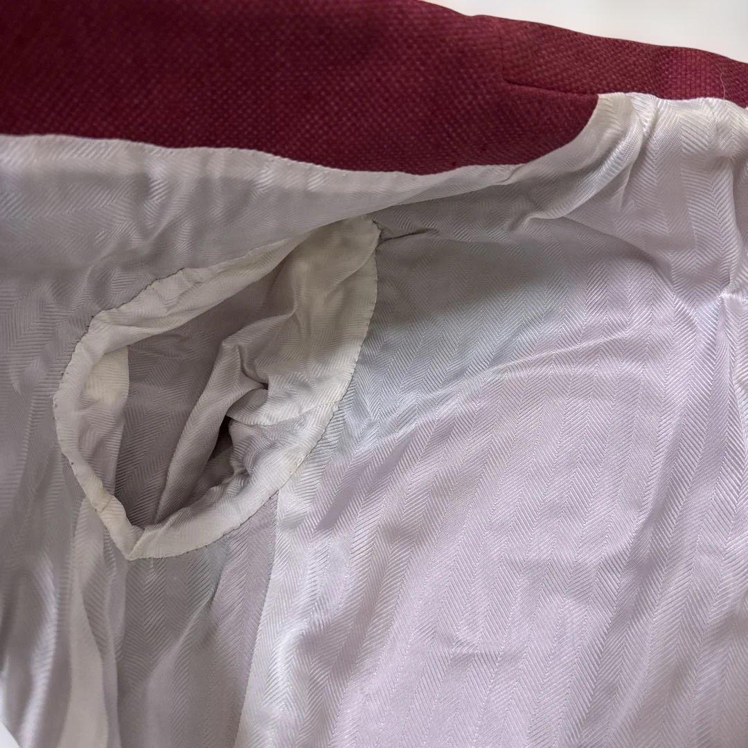 kiton キートン　コート　チェスターコート　麻　赤系