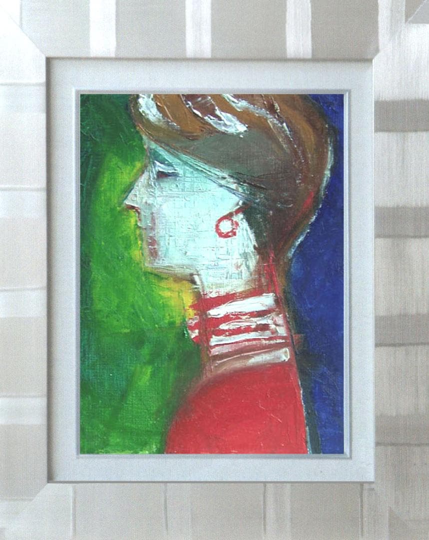 油絵 菅家令子 絵 絵画 インテリア 額付(銀) F4-070502 人物 女性