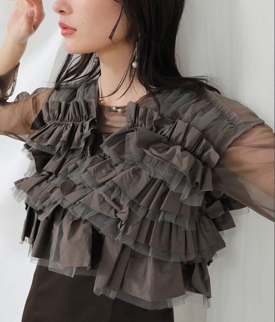 kana ボリュームフリルベスト シアートップス キャミワンピ 3点セット M