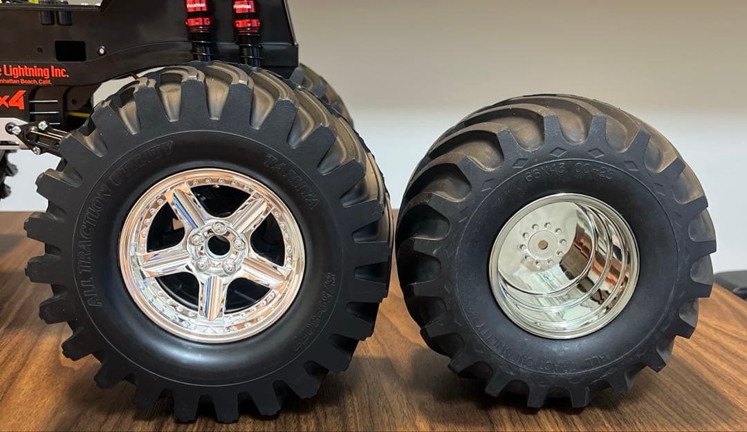 タミヤ TGM ラグタイヤ、ホイール改造 12ミリハブ仕様4本セット