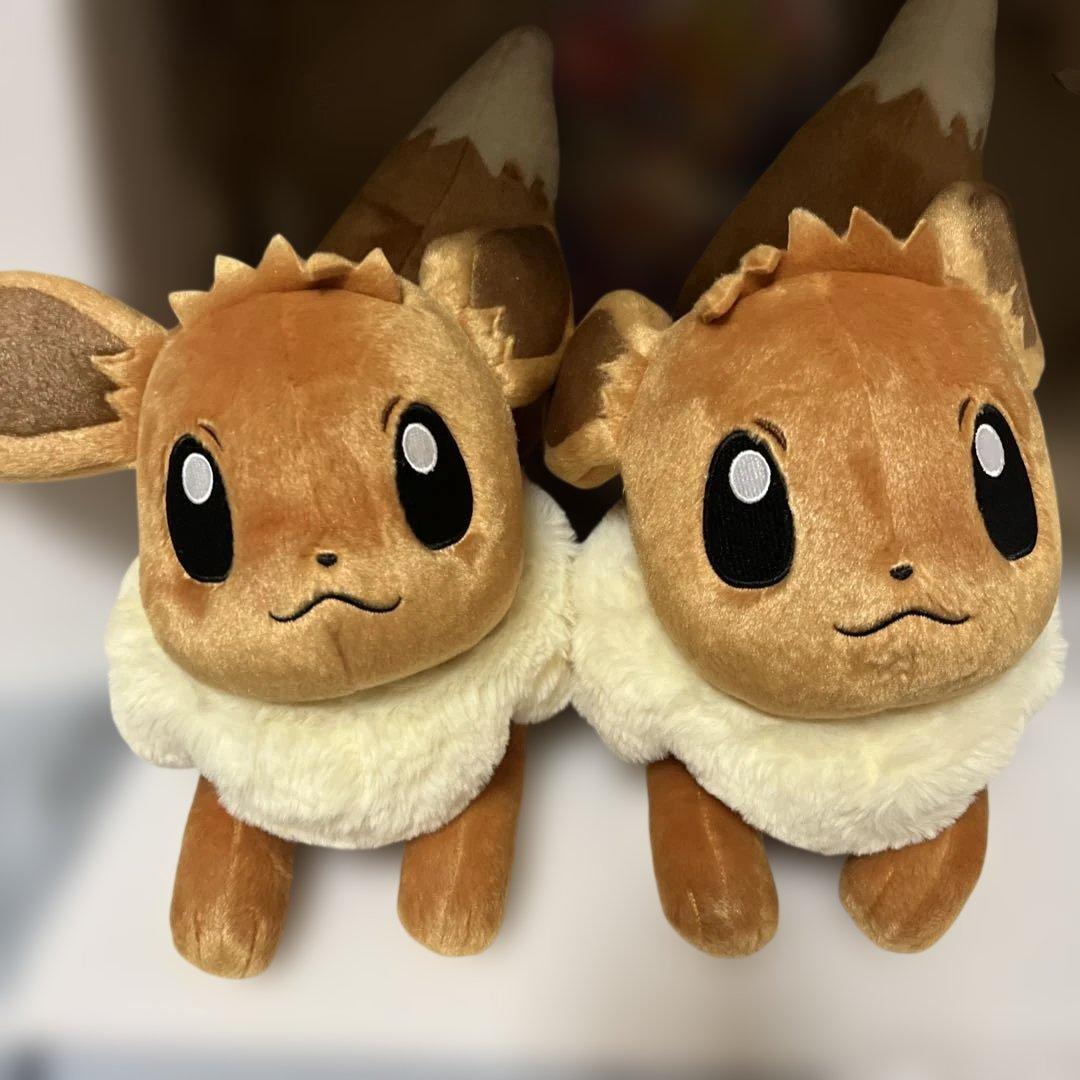 等身大イーブイ 寝そべり【お誕生日配送箱】新品　ぬいぐるみ2個セット