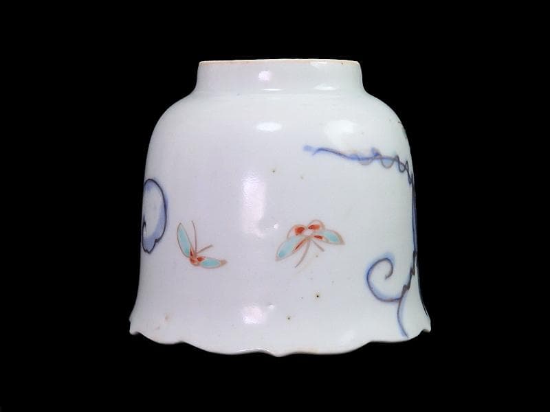 古伊万里　染錦　朝顔の図　向付　猪口　２客　E147AS-fbrg