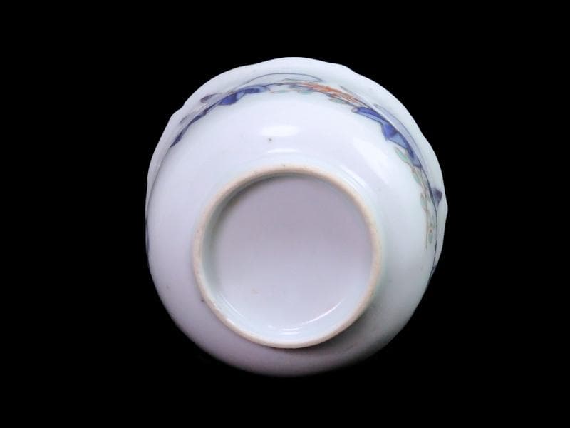 古伊万里　染錦　朝顔の図　向付　猪口　２客　E147AS-fbrg