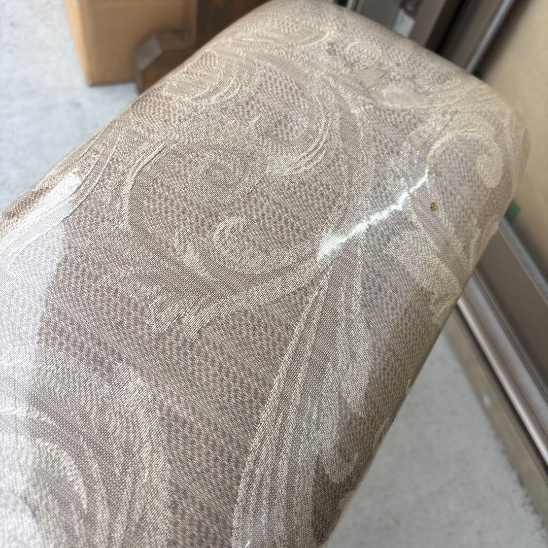 フレンチアンティーク風 ロートアイアン ファ ブリック ベンチ スツール