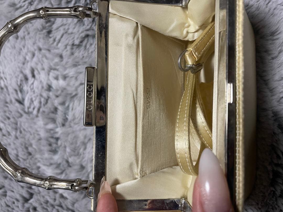 【希少】GUCCI クリーム サテン パーティーバッグ