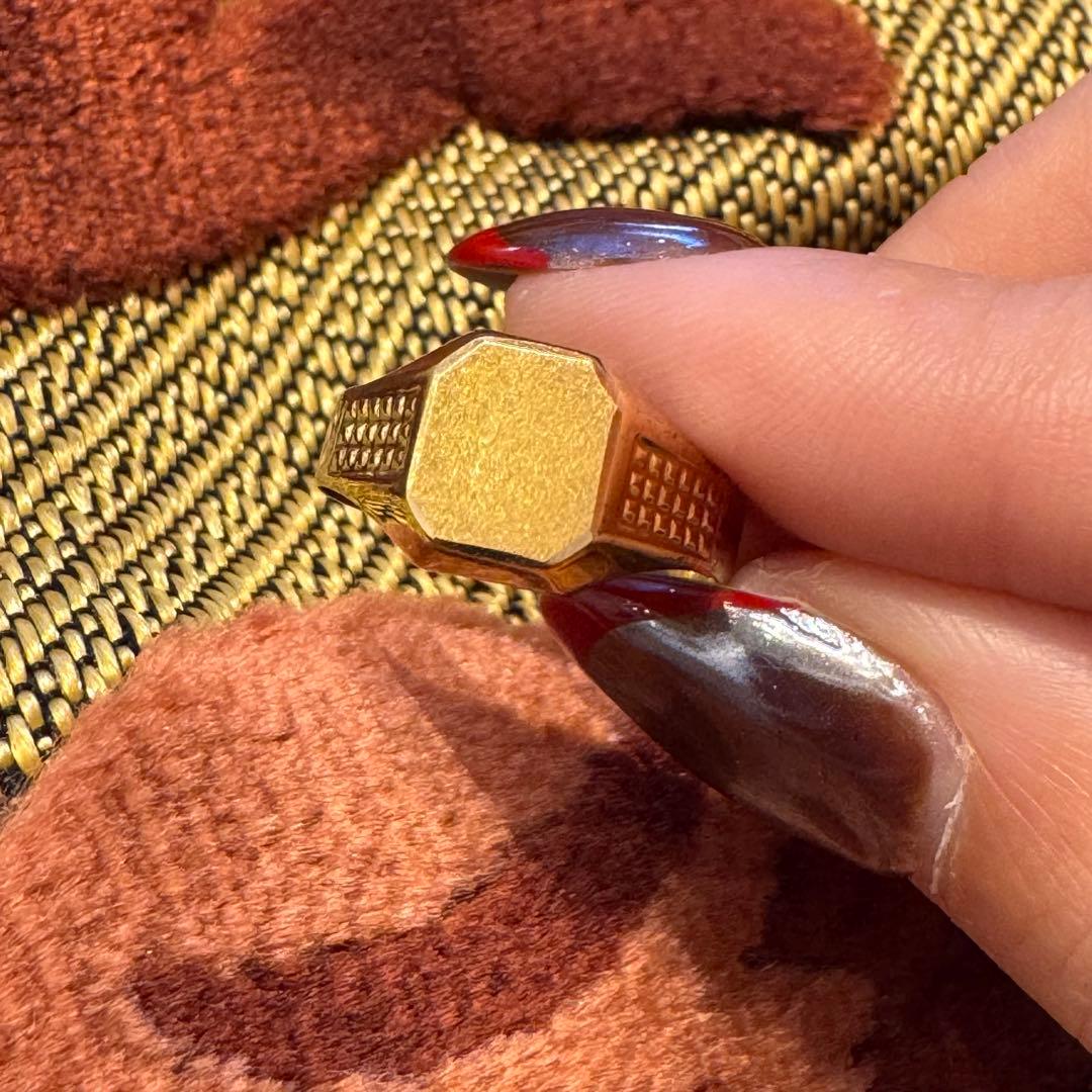 ヴィンテージ750刻印　六角形印台リング