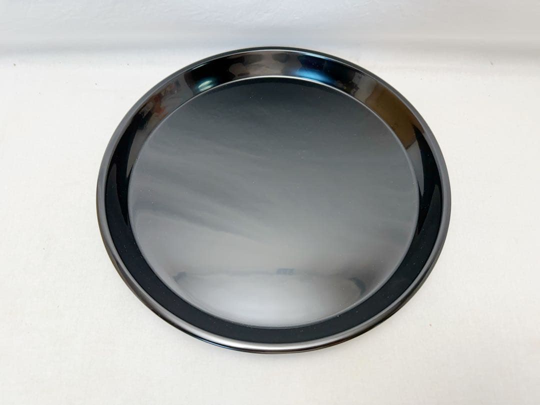 未使用 茶道具 木製黒真塗 大円盆 丸盆 圓能斎好 紙箱