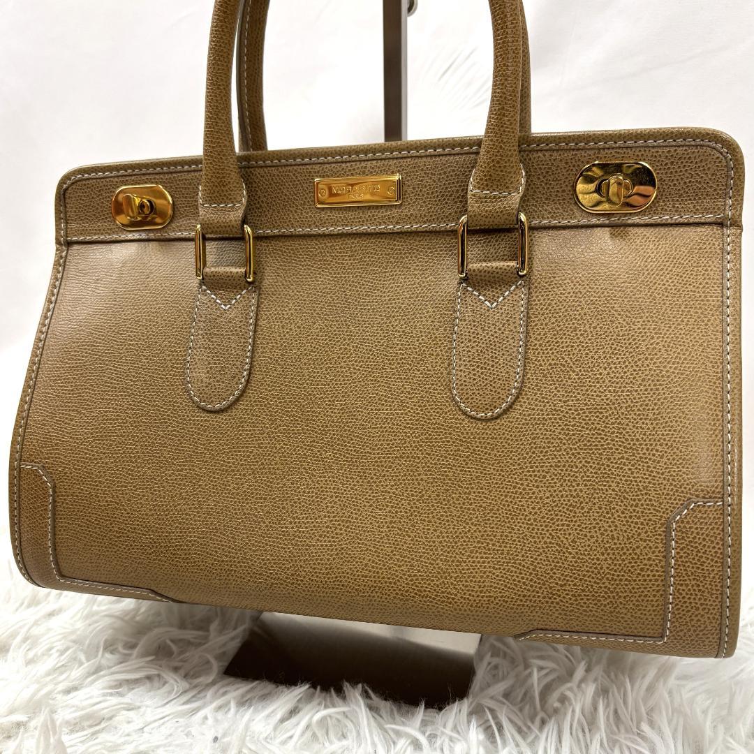 ☆希少カラー☆ モラビト　本革ターンロック　ハンドバッグ　トート　ゴールド金具