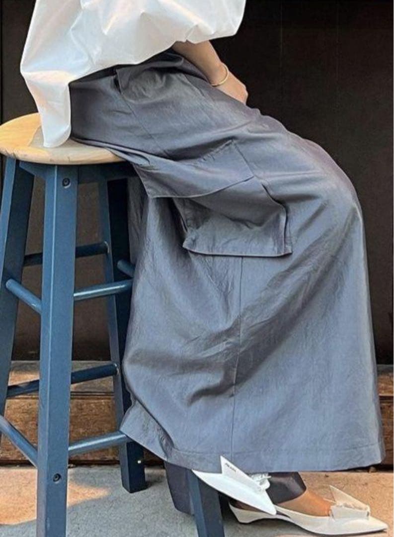 リグドット　ワイドカーゴパンツ　ブルー