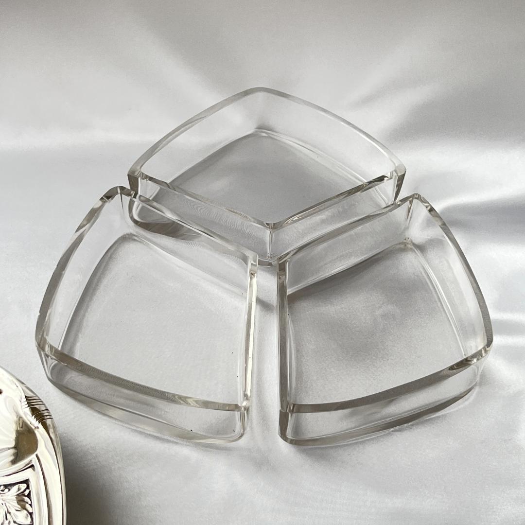 【英国】オードブルプレート【シルバープレート / ガラス】セパレート