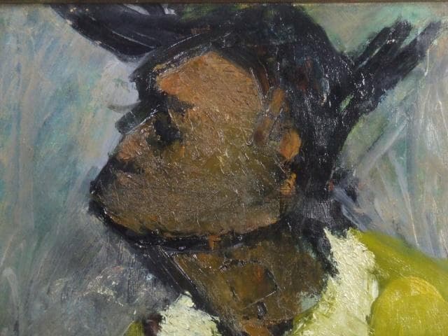 張替正次　直筆サイン『人物』キャンヴァスに油彩 1944年 10号 0501R