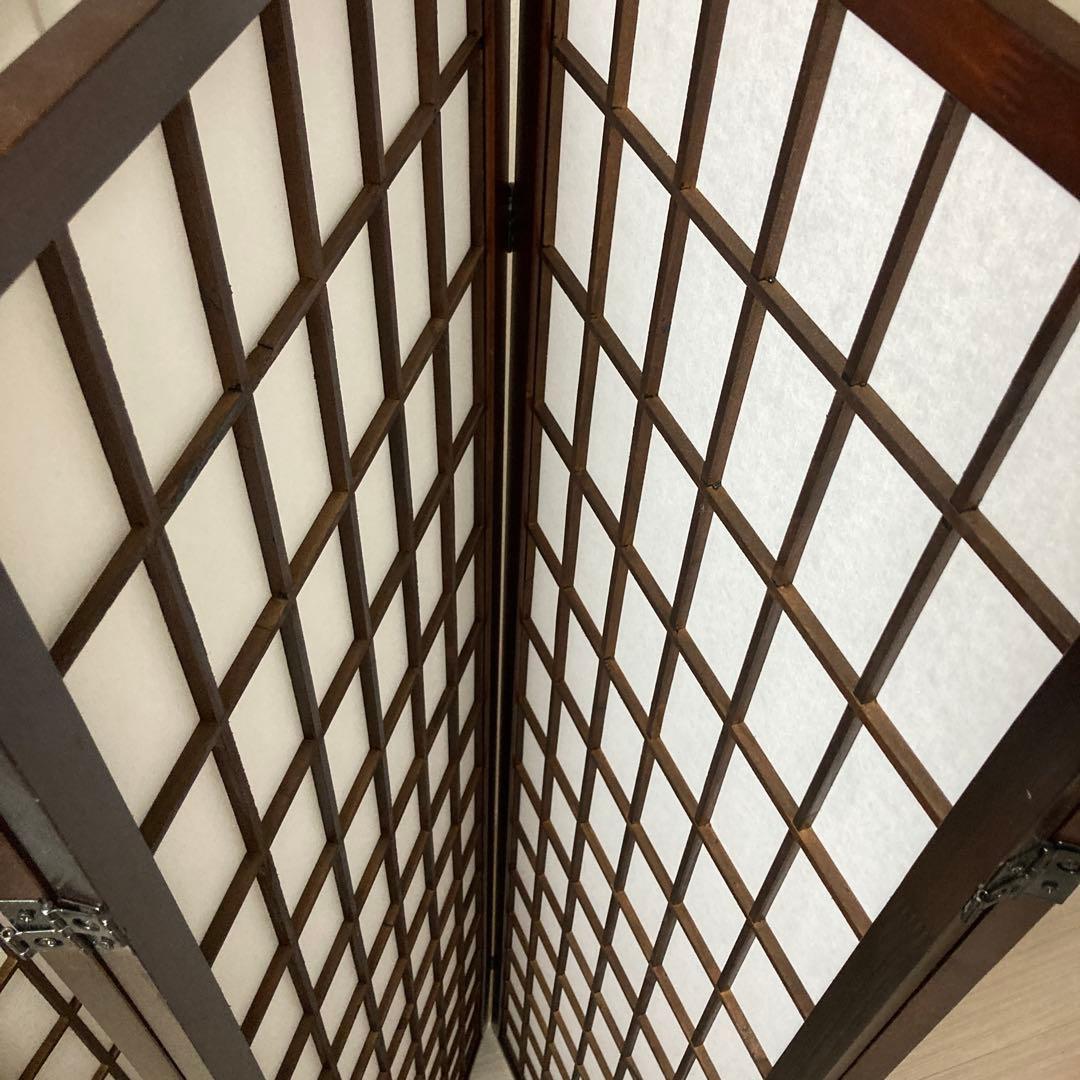 パーテーション　木製　6連　格子模様　昭和レトロ　和風